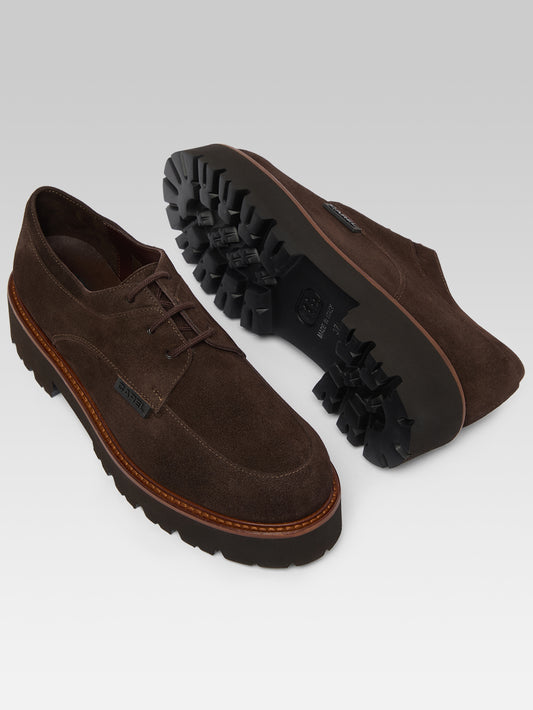 Azur - Derbies cuir et cuir velours marron - Image numéro 3