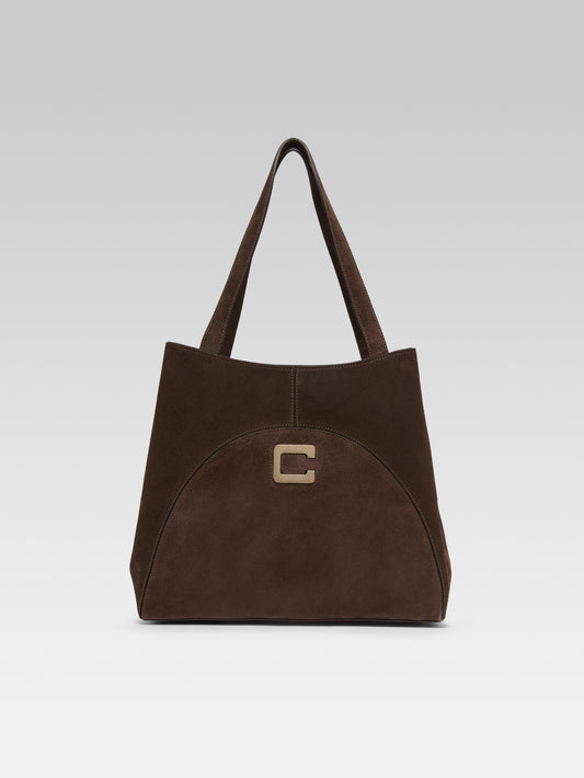 Clemenceau - Sac cabas cuir velours chocolat - Image numéro 1