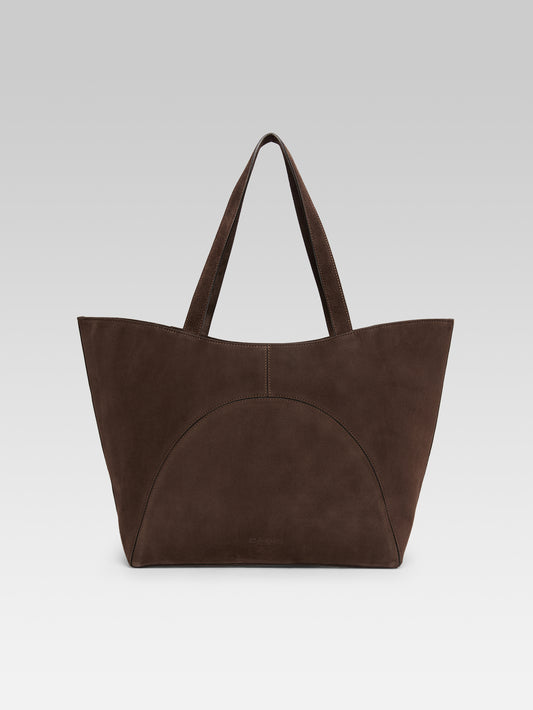 Clemenceau - Sac cabas cuir velours chocolat - Image numéro 2