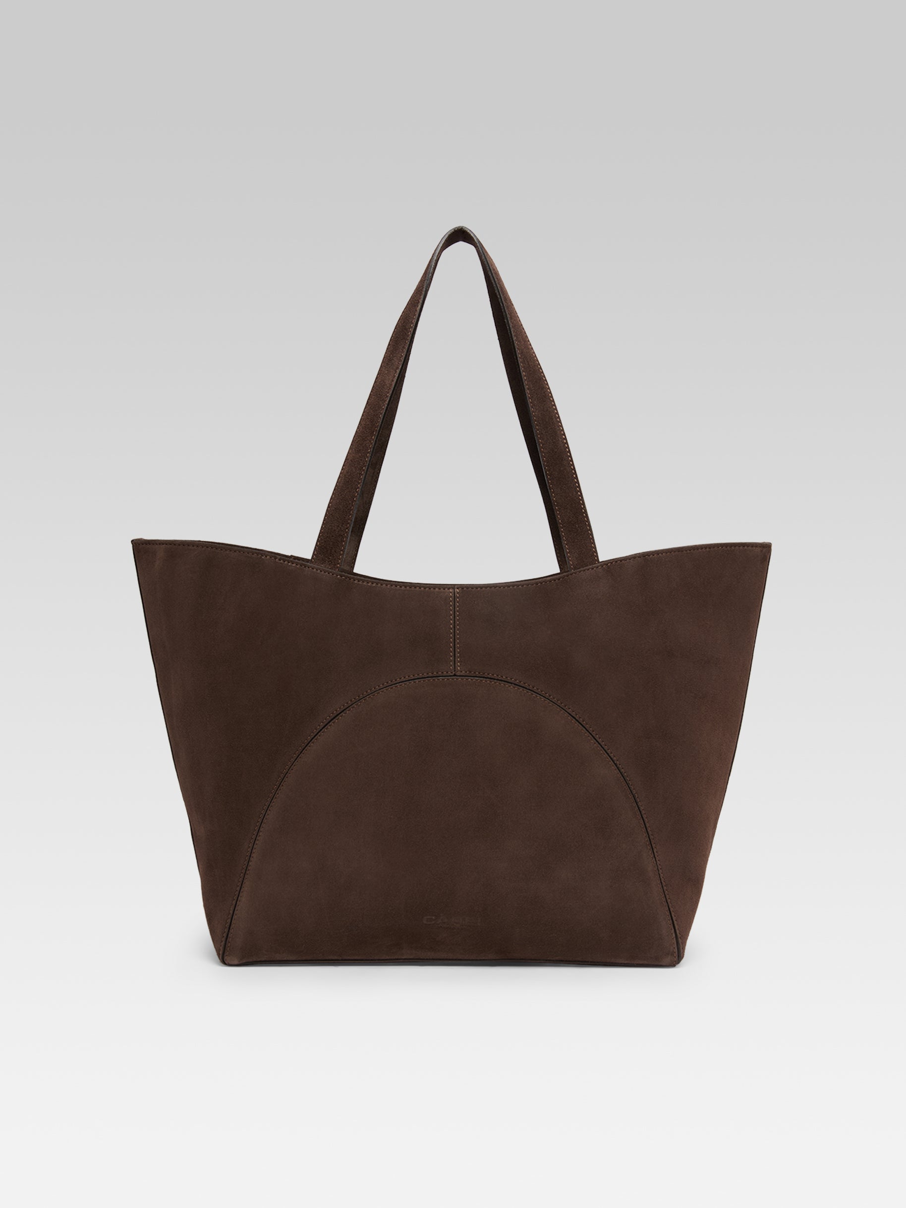 Clemenceau - Chocolate velvet leather tote bag - Image number 2