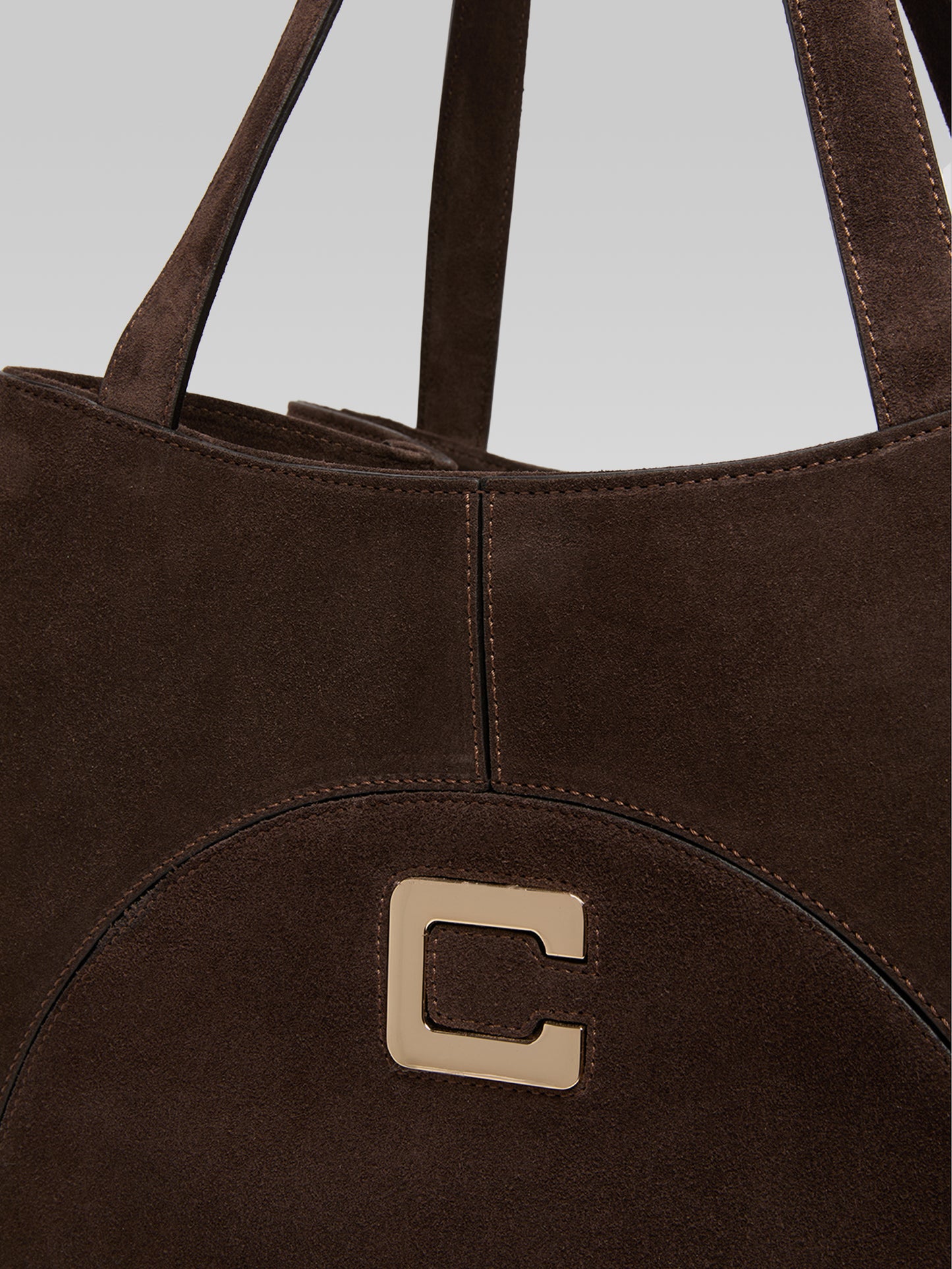 Clemenceau - Chocolate velvet leather tote bag