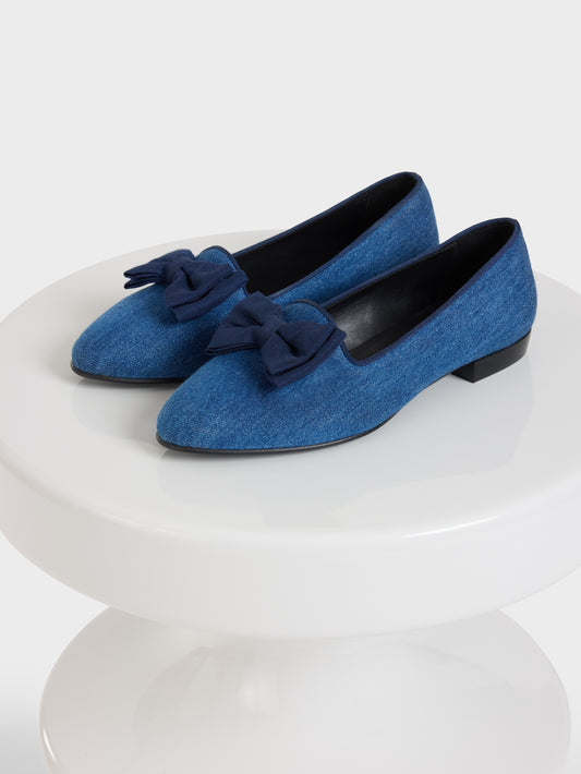 Marquis - Dark denim bow ballet flats - Image number 3