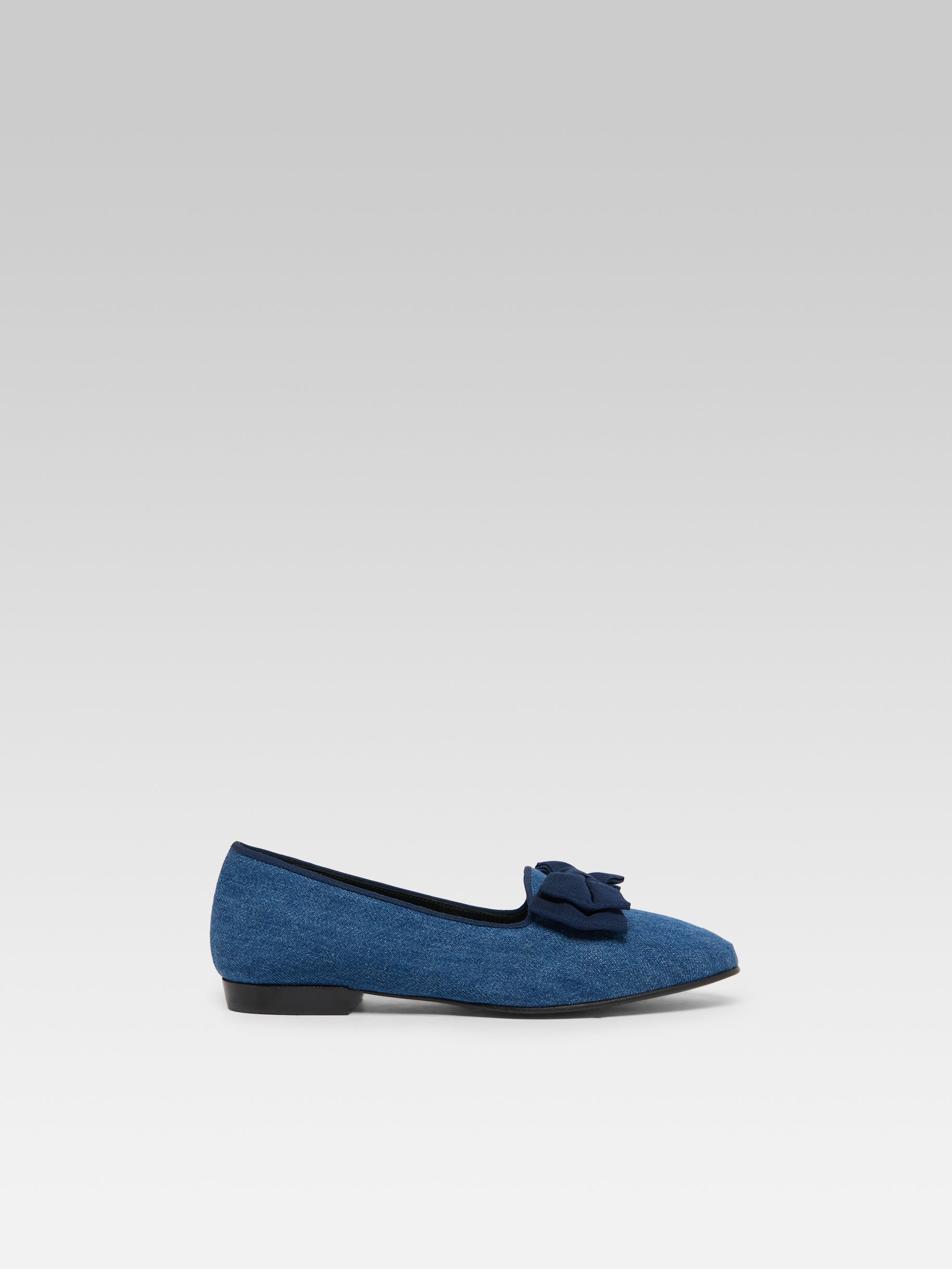Marquis - Ballerines à noeud tissu jeans foncé - Image numéro 1