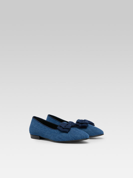 Marquis - Ballerines à noeud tissu jeans foncé - Image numéro 2