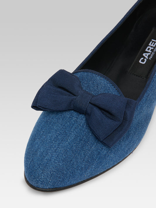 Marquis - Ballerines à noeud tissu jeans foncé - Image numéro 3