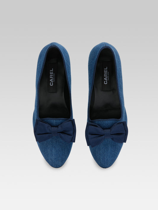 Marquis - Ballerines à noeud tissu jeans foncé - Image numéro 4