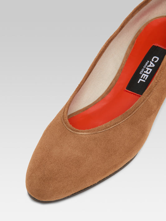 Carlotta - Ballerines cuir velour cognac - Image numéro 3