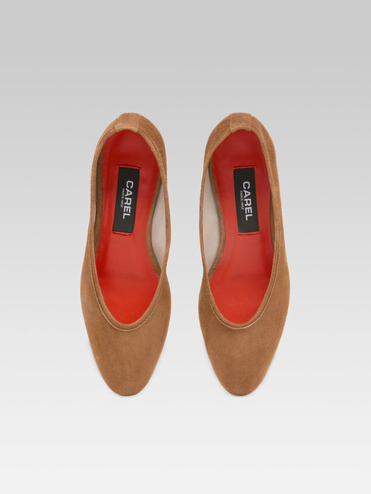 Carlotta - Ballerines cuir velour cognac - Image numéro 4