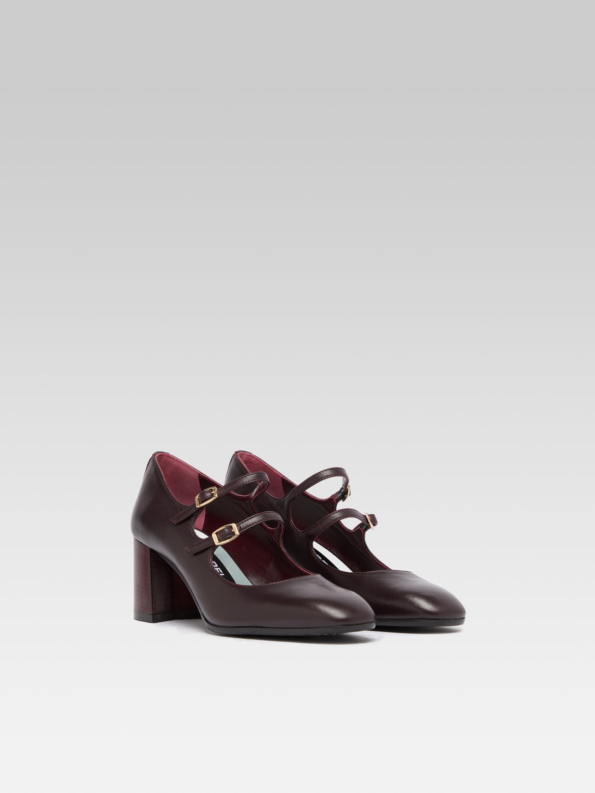 Alice Flex - Eggplant leather Mary Jane pumps