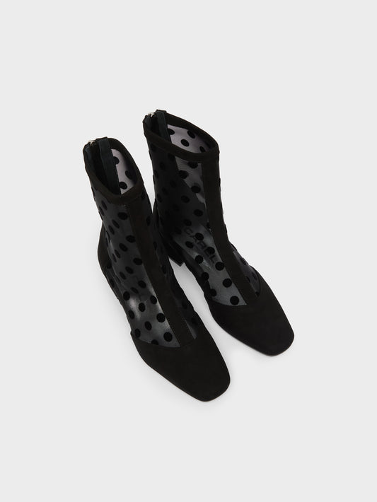 Estimenight - Suede leather and polka-dot mesh ankle boots - Image number 4