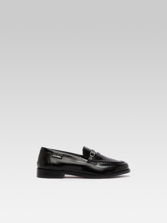 Gina - Mocassins cuir glacé noir