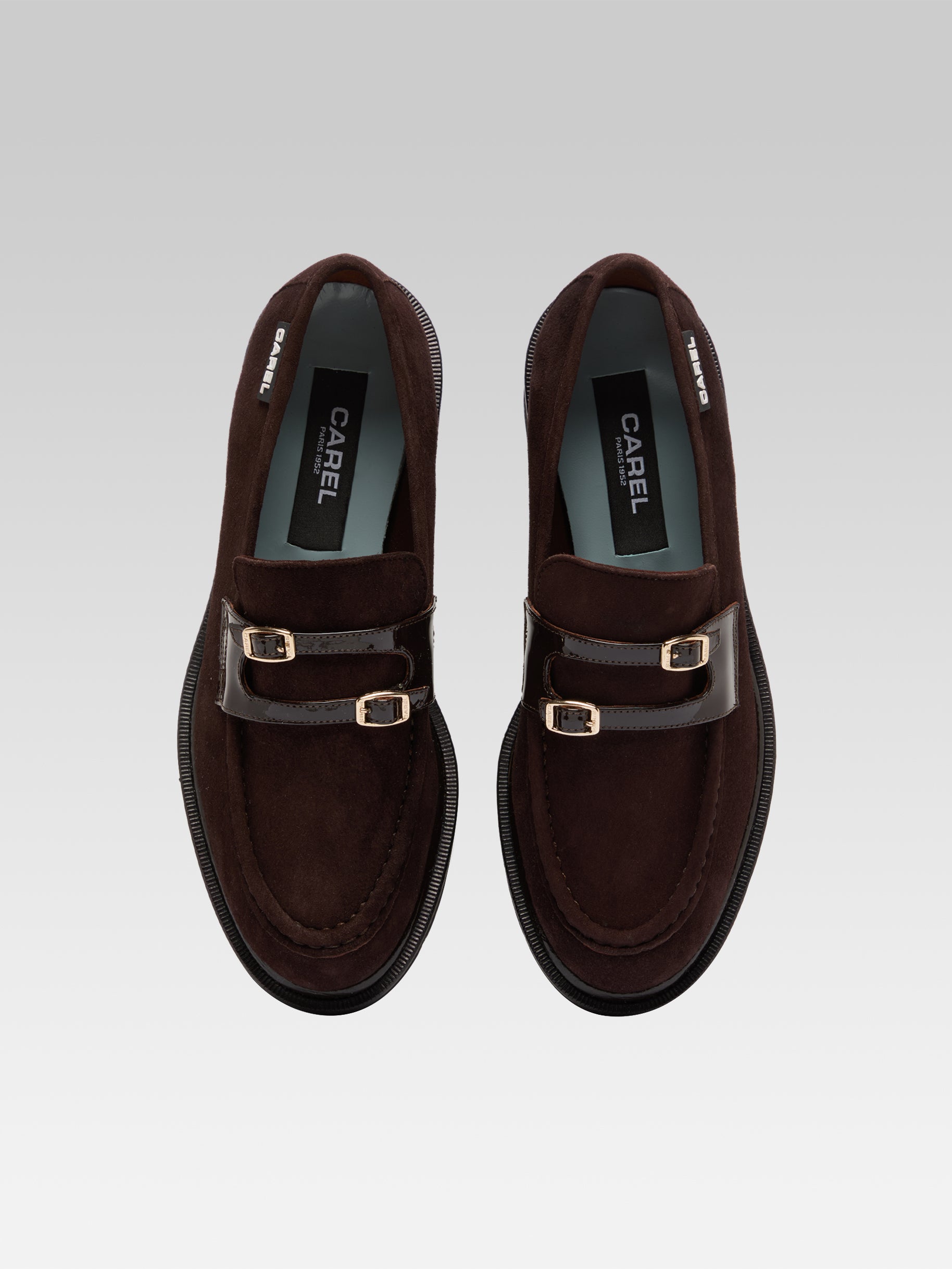 Giovanna - Mocassins cuir velours et verni marron - Image numéro 3