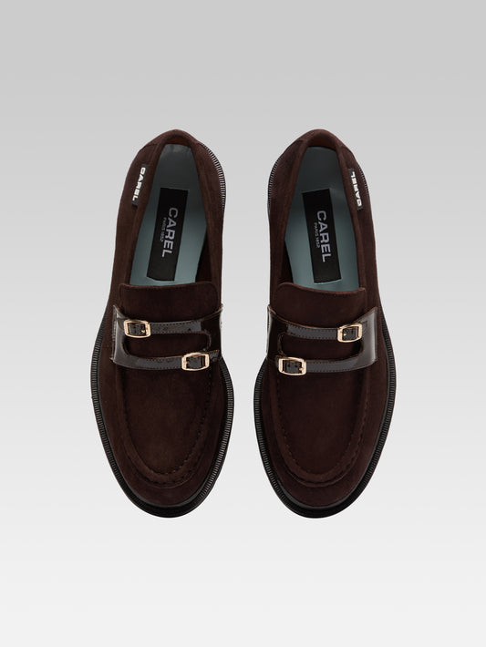Giovanna - Mocassins cuir velours et verni marron - Image numéro 3