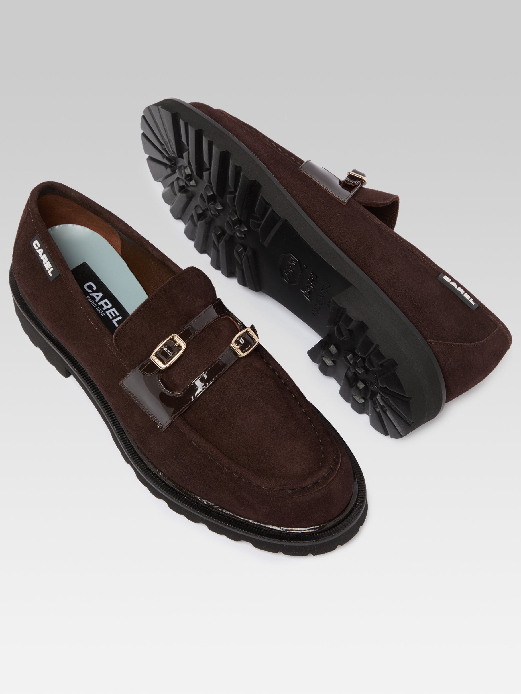 Giovanna - Mocassins cuir velours et verni marron - Image numéro 5