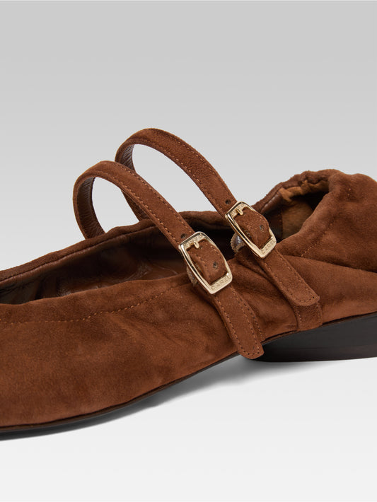 Tatiana - Cognac suede mary jane flats - Image number 4