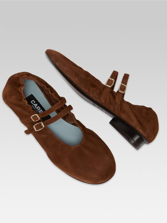Tatiana - Cognac suede mary jane flats - Image number 5
