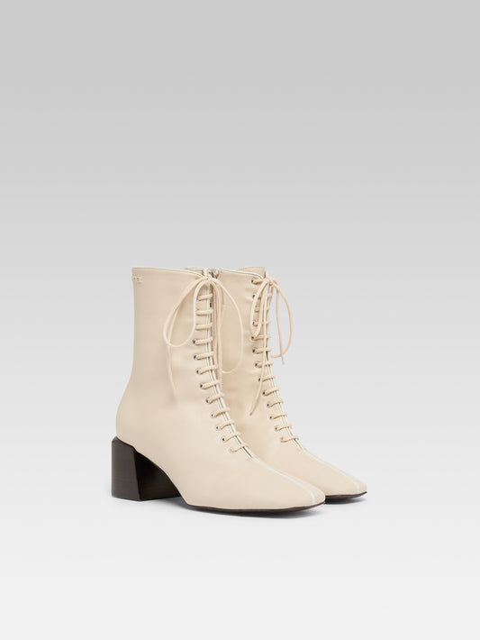 Vivi - Bottines à lacets cuir ivoire - Image numéro 2