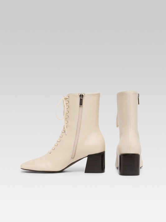 Vivi - Bottines à lacets cuir ivoire - Image numéro 3