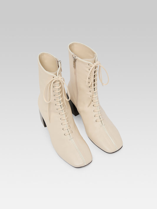Vivi - Bottines à lacets cuir ivoire - Image numéro 4