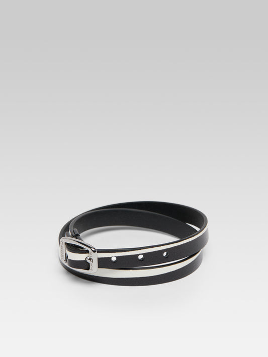 Bracelet - Cuir imprimé upcyclé noir et blanc