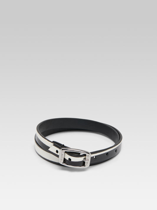 Bracelet - Cuir imprimé upcyclé noir et blanc - Image numéro 2