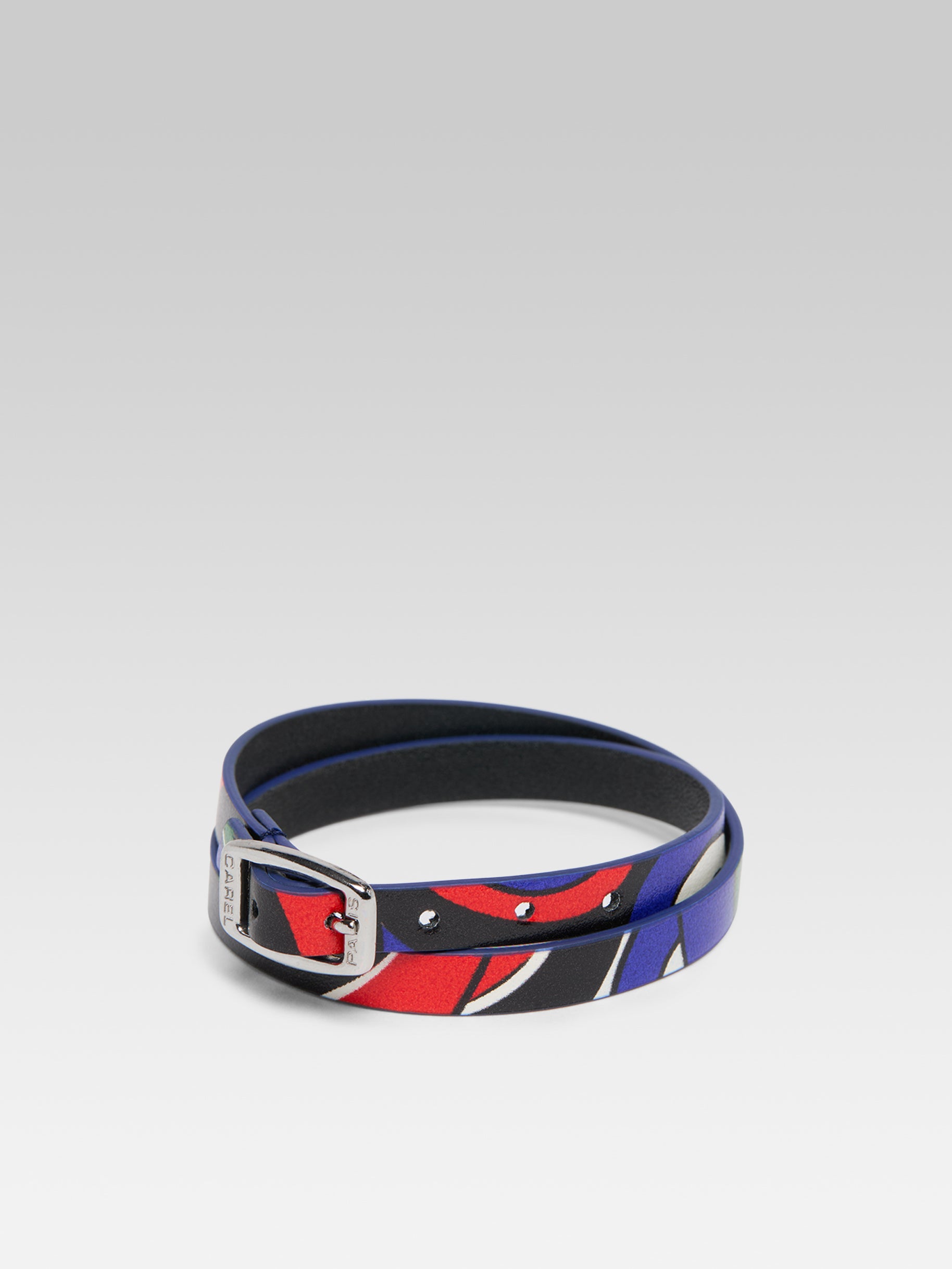 Bracelet - Upcycled multicolor printed leather