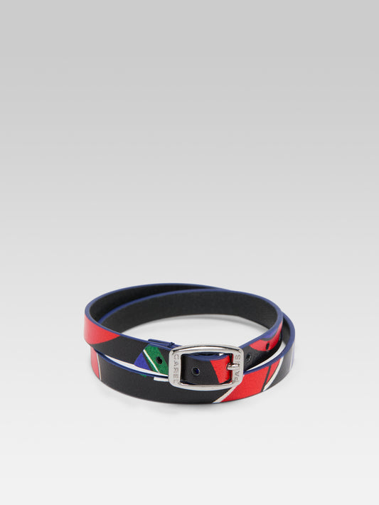 Bracelet - Cuir imprimé upcyclé multicolore - Image numéro 2