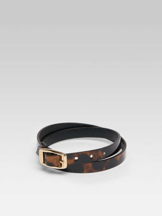 Bracelet - Cuir vernis léopard marron upcyclé