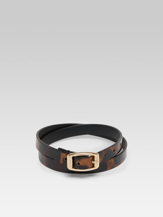 Bracelet - Cuir vernis léopard marron upcyclé - Image numéro 2