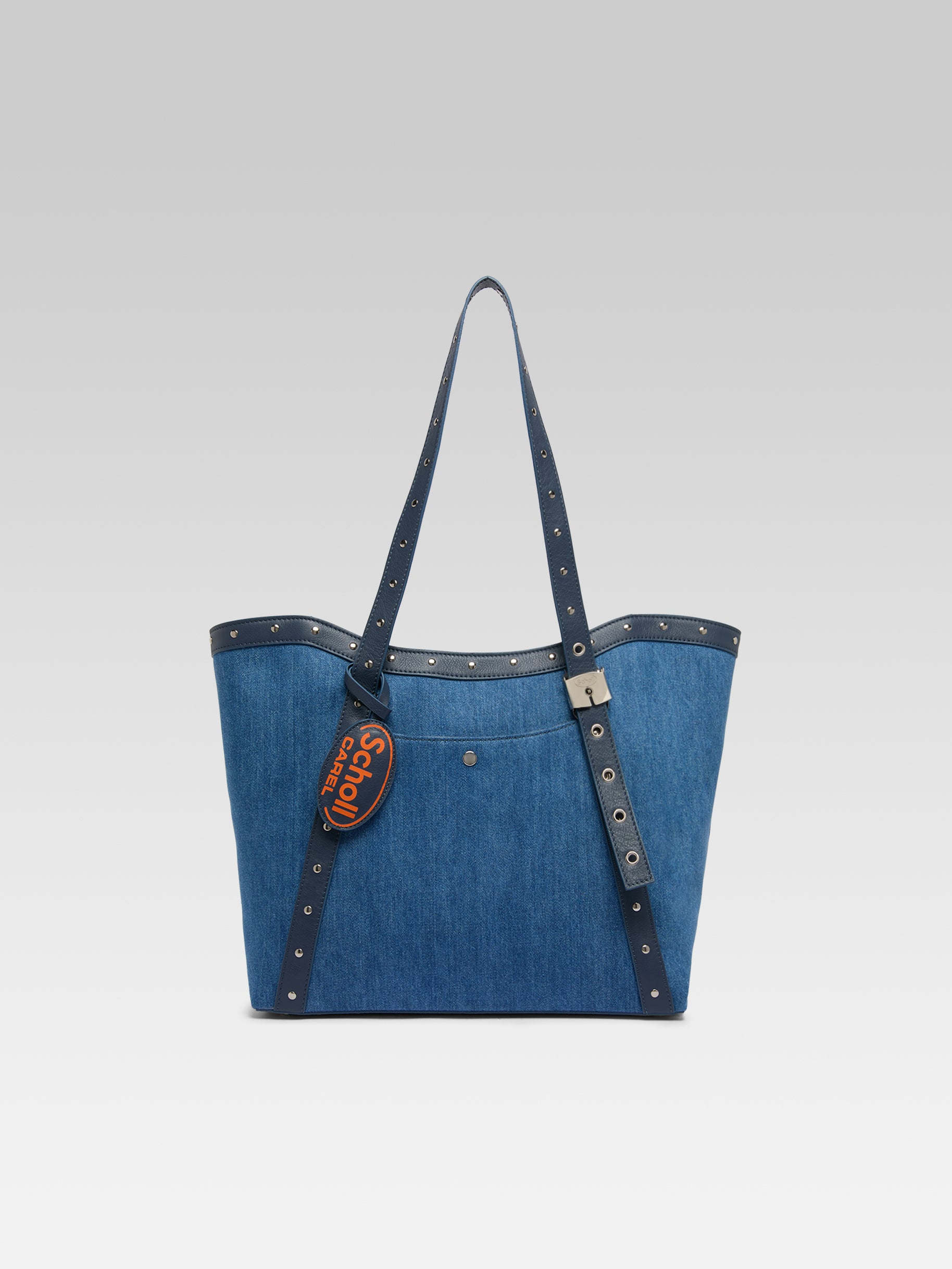 Schollbag - Denim and blue leather tote bag - Image number 1