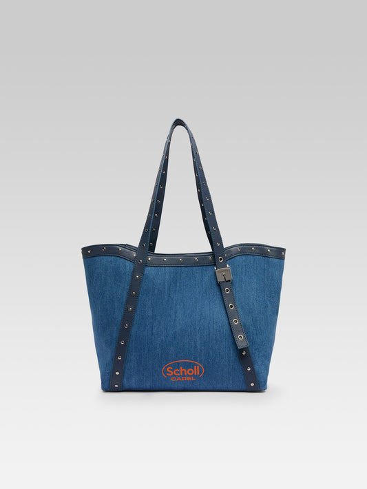 Schollbag - Sac cabas en tissu jean et cuir bleu - Image numéro 5