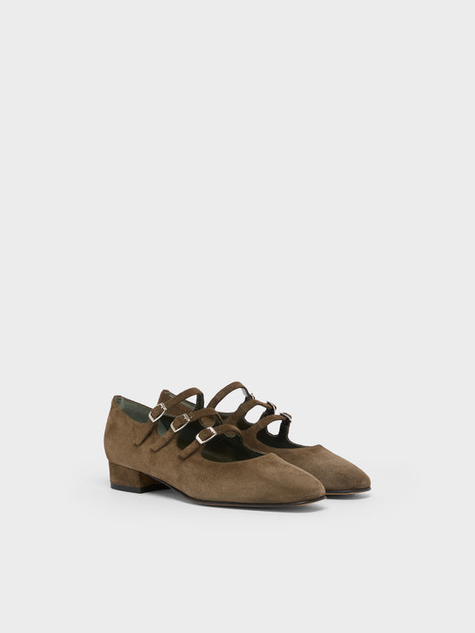 Ariana - Olive leather Mary Jane flats - Image number 2