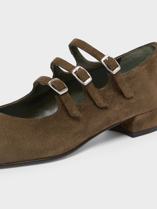 Ariana - Olive leather Mary Jane flats - Image number 3