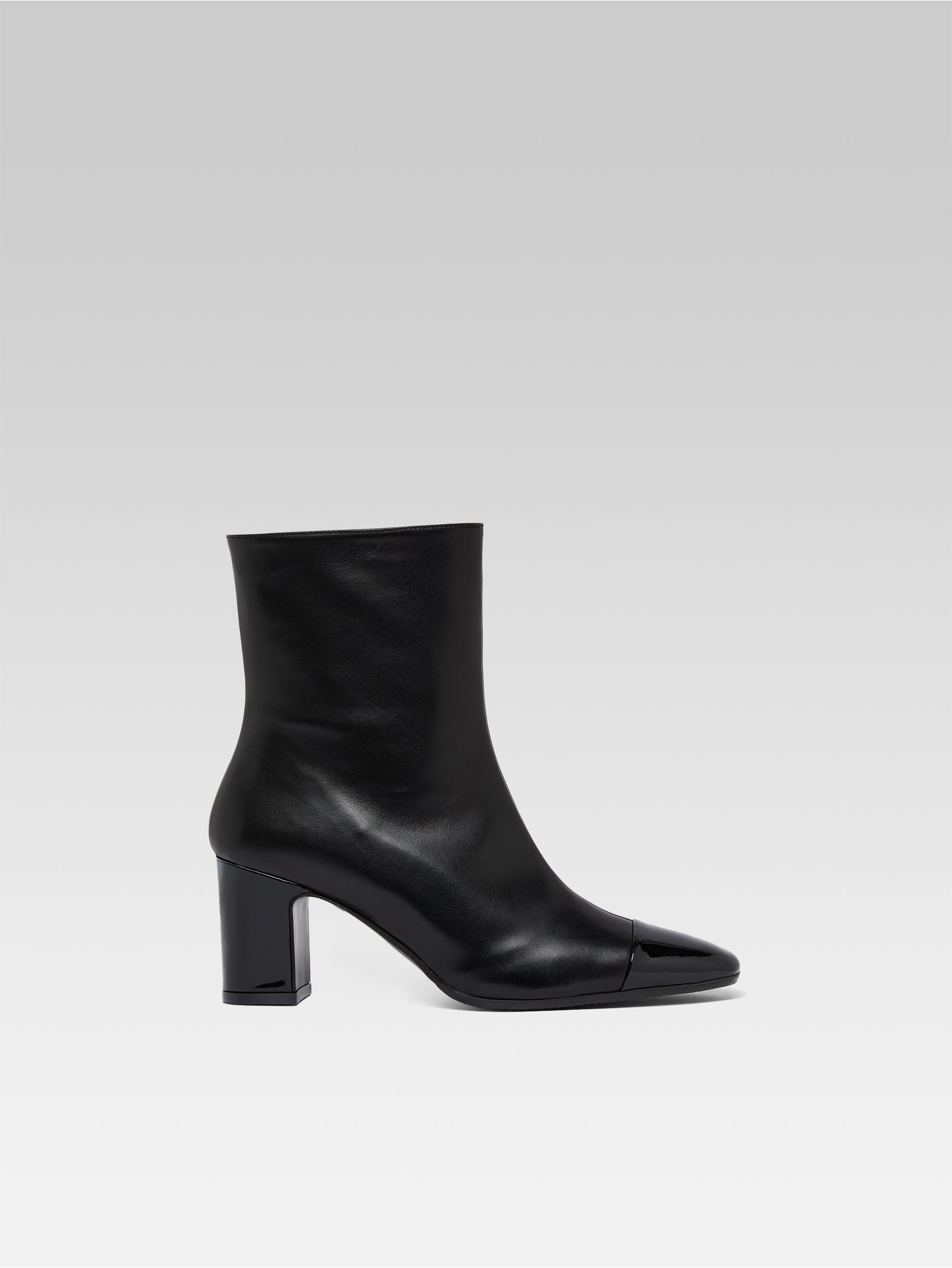 Sofia - Black leather and patent leather ankle boots - Image number 1