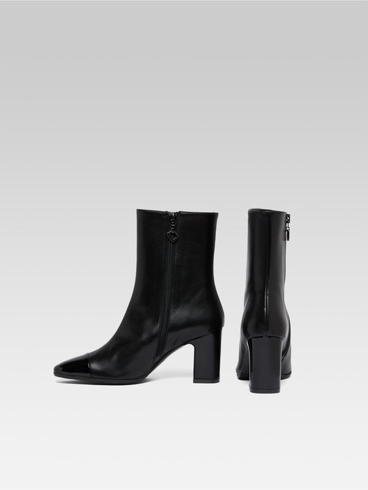 Sofia - Black leather and patent leather ankle boots - Image number 2
