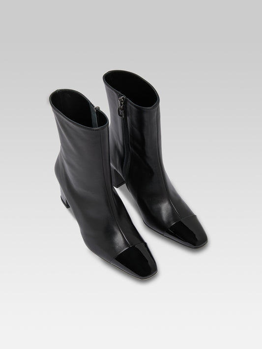 Sofia - Black leather and patent leather ankle boots - Image number 3