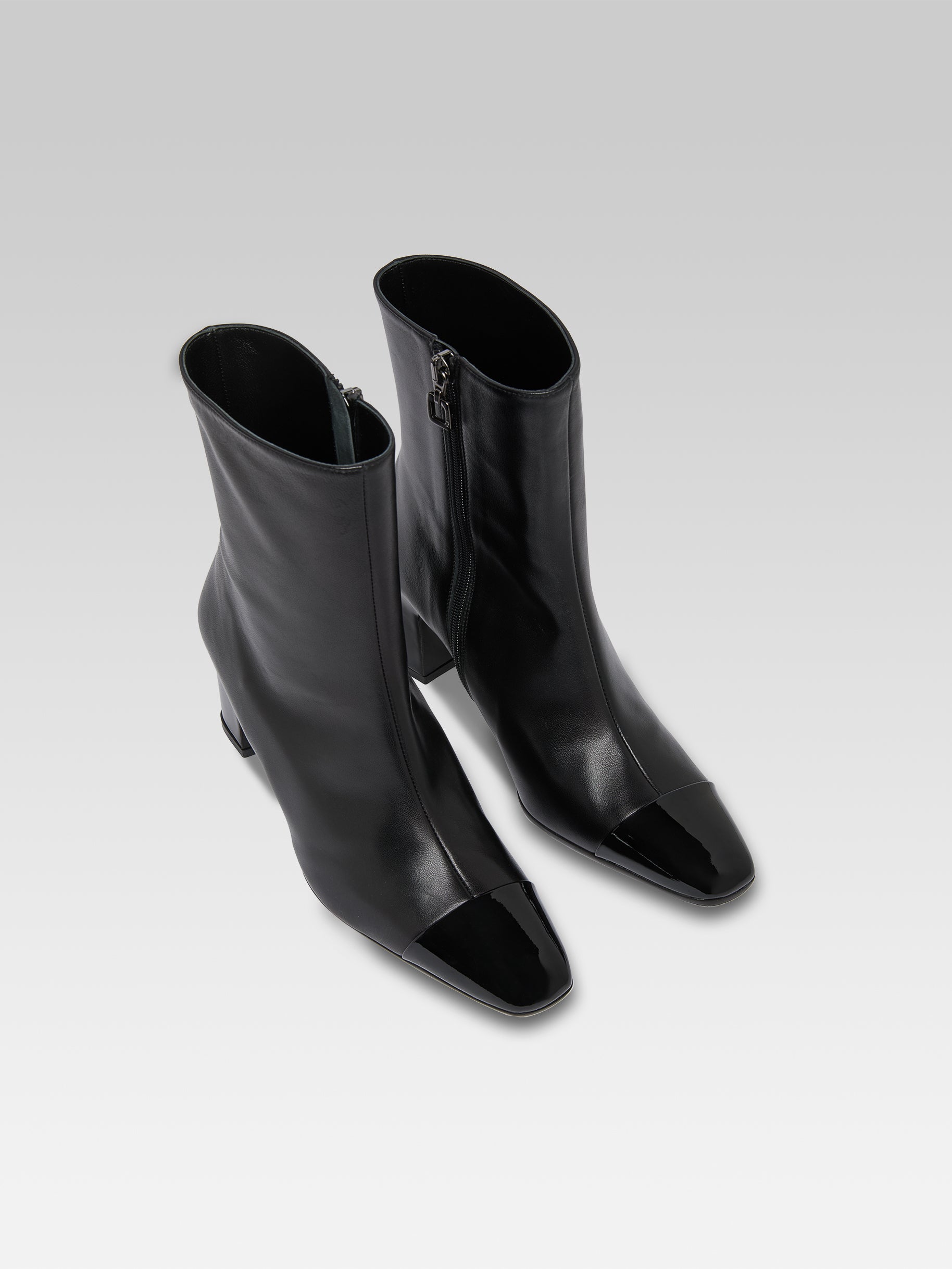 Sofia - Black leather and patent leather ankle boots - Image number 3