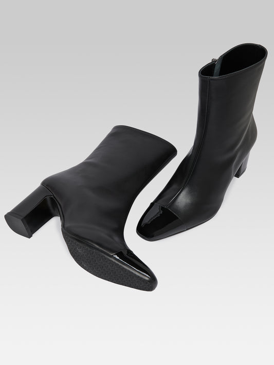 Sofia - Black leather and patent leather ankle boots - Image number 4