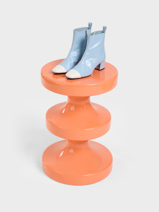 Estime - Bottines cuir verni bleu ciel et ivoire - Image numéro 7