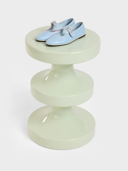 Iris - Ballerines babies cuir naplack bleu ciel et cuir ivoire - Image numéro 7