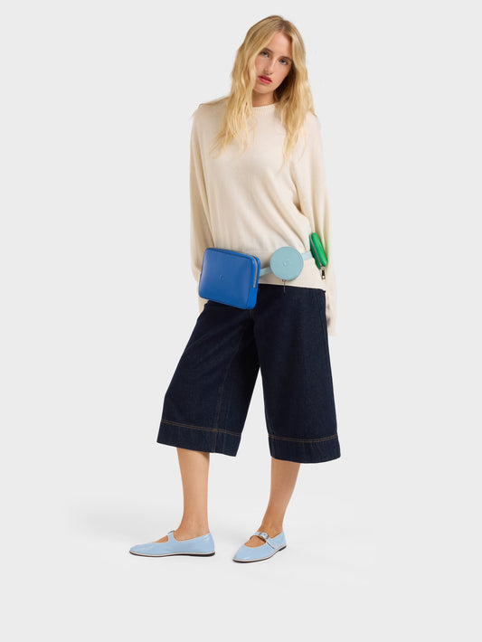Iris - Ballerines babies cuir naplack bleu ciel et cuir ivoire - Image numéro 2