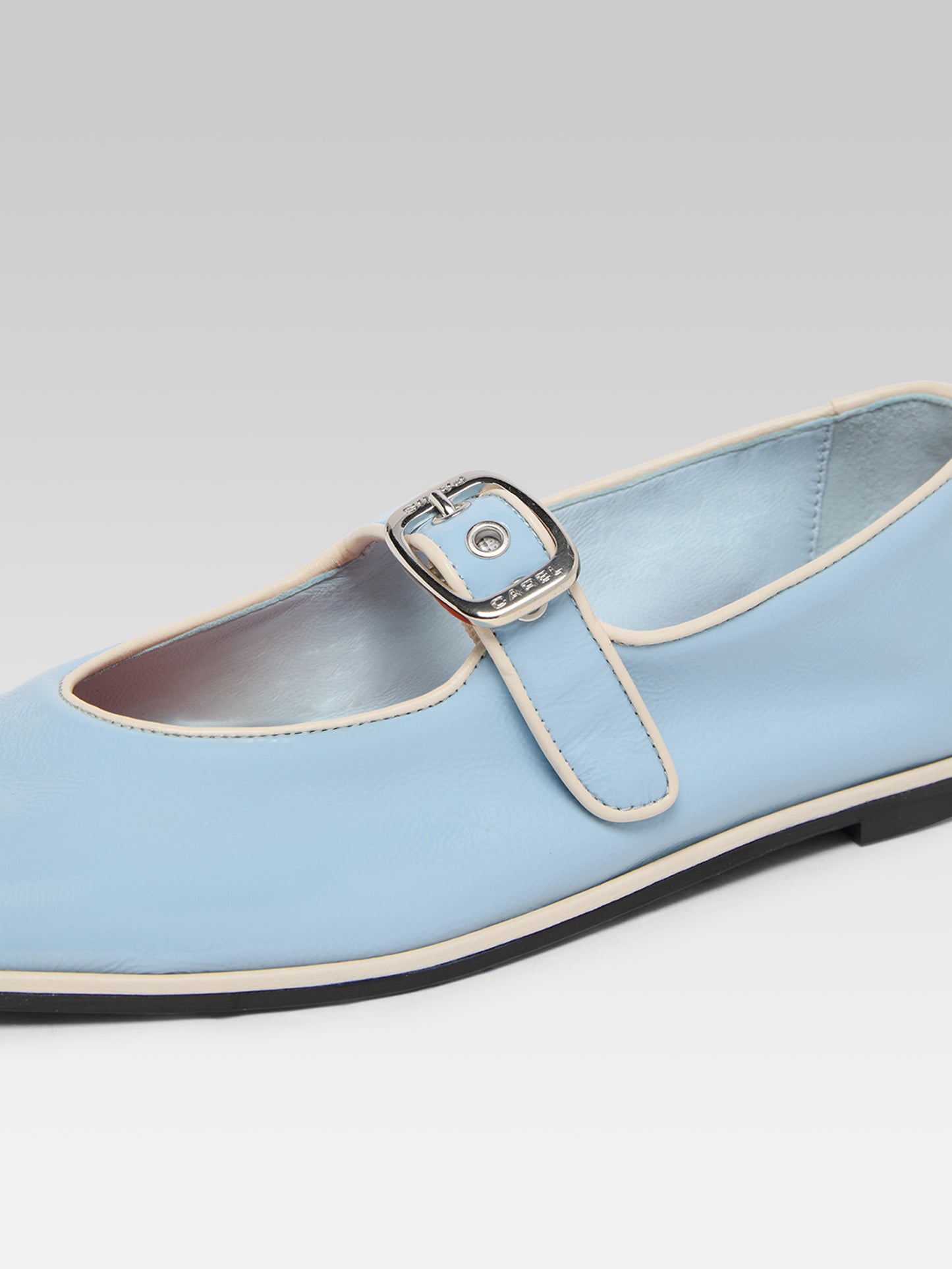Iris - Ballerines babies cuir bleu ciel et ivoire