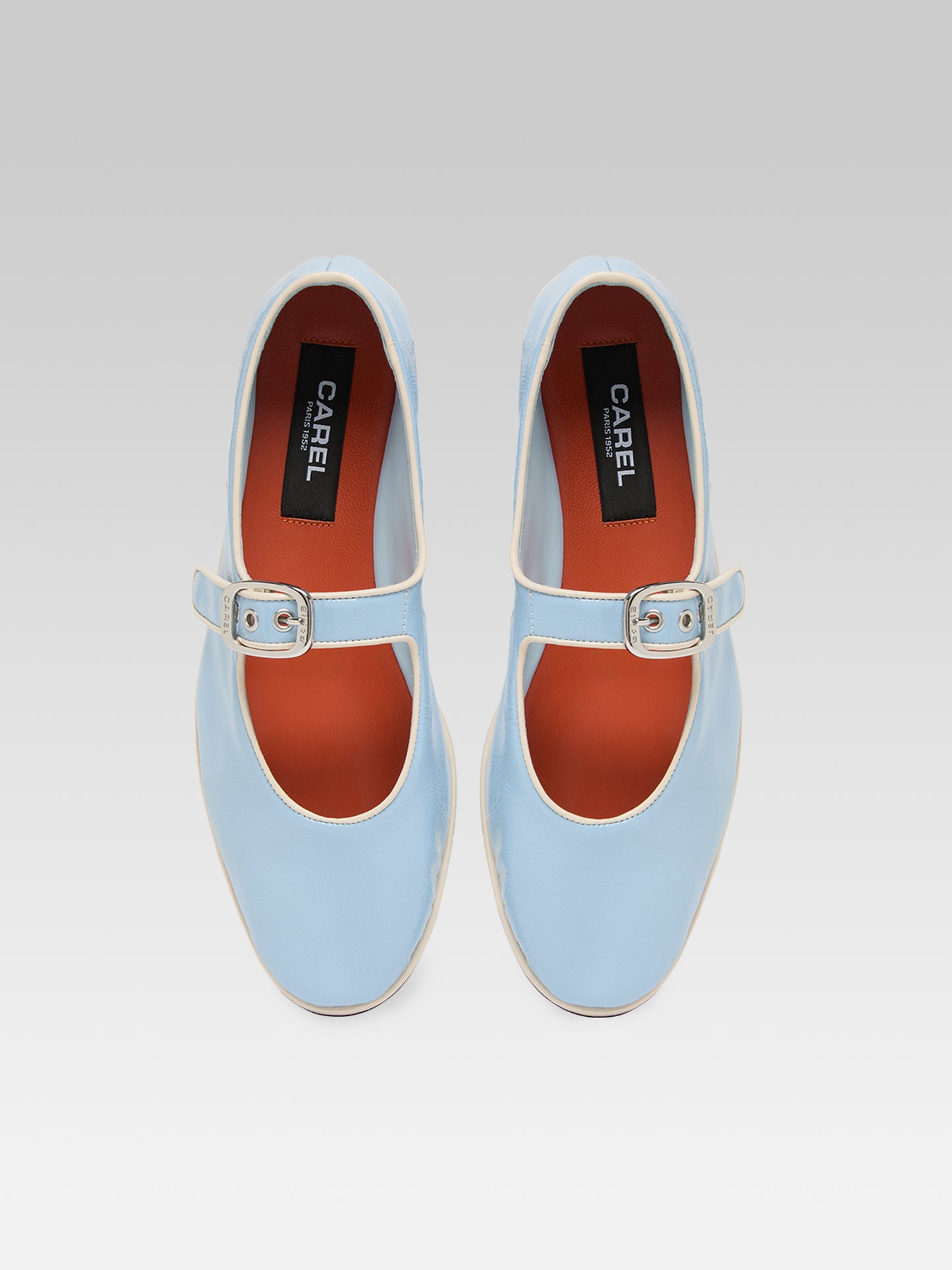 Iris - Ballerines babies cuir bleu ciel et ivoire