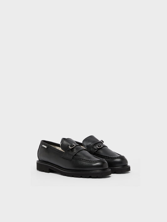 Giovanna - Black Leather Shearling-Lined Loafers - Image number 2
