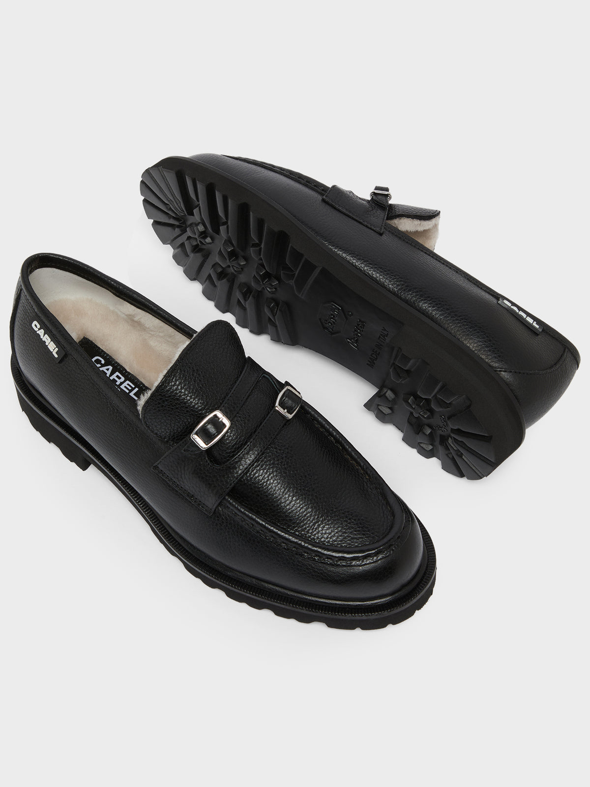 Giovanna - Mocassins cuir noir fourrés