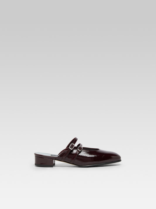 Pomme - Mules à brides cuir verni aubergine - Image numéro 1
