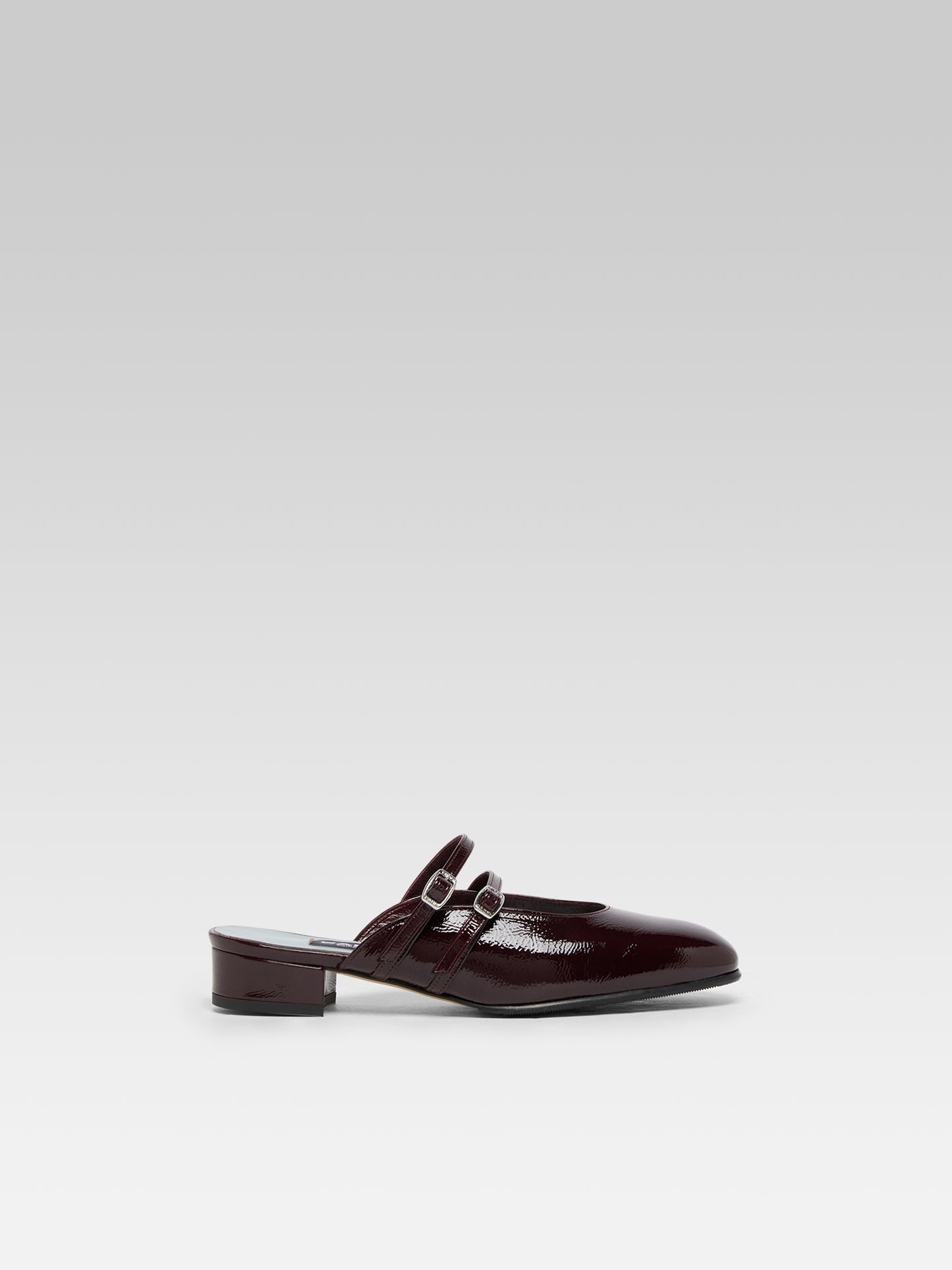 Pomme - Mules à brides cuir verni aubergine