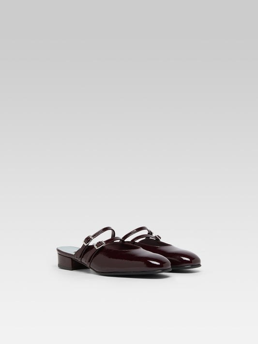 Pomme - Mules à brides cuir verni aubergine - Image numéro 2