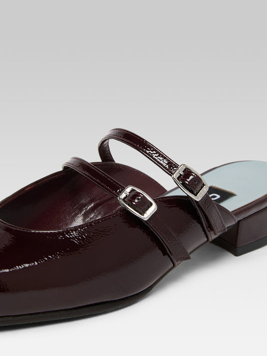 Pomme - Mules à brides cuir verni aubergine - Image numéro 4