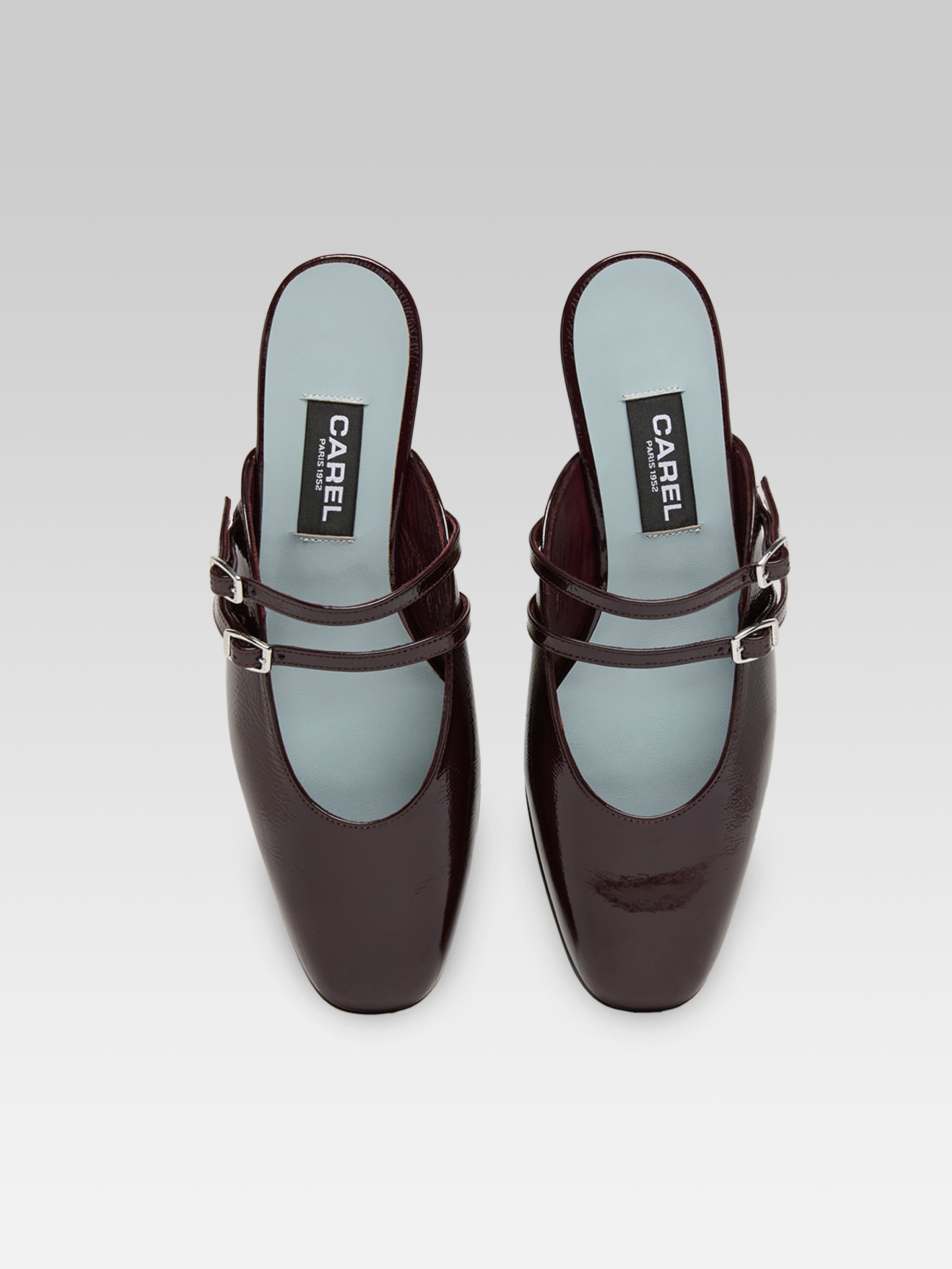 Pomme - Mules à brides cuir verni aubergine - Image numéro 3